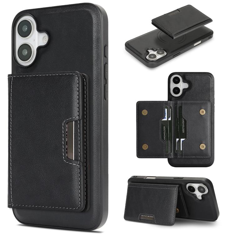 Kalebol Strong MagSafe Magnetic Two-Fold Card Bag Leather Phone Case, For iPhone 17 Pro, For iPhone 17, For iPhone Air, For iPhone 17e / 16e