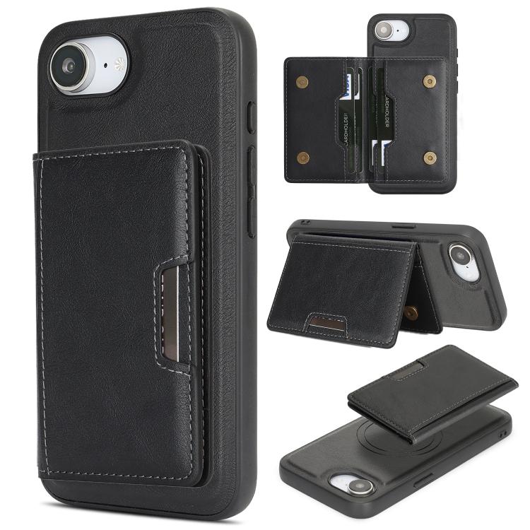 Kalebol Strong MagSafe Magnetic Two-Fold Card Bag Leather Phone Case, For iPhone 17 Pro, For iPhone 17, For iPhone Air, For iPhone 17e / 16e