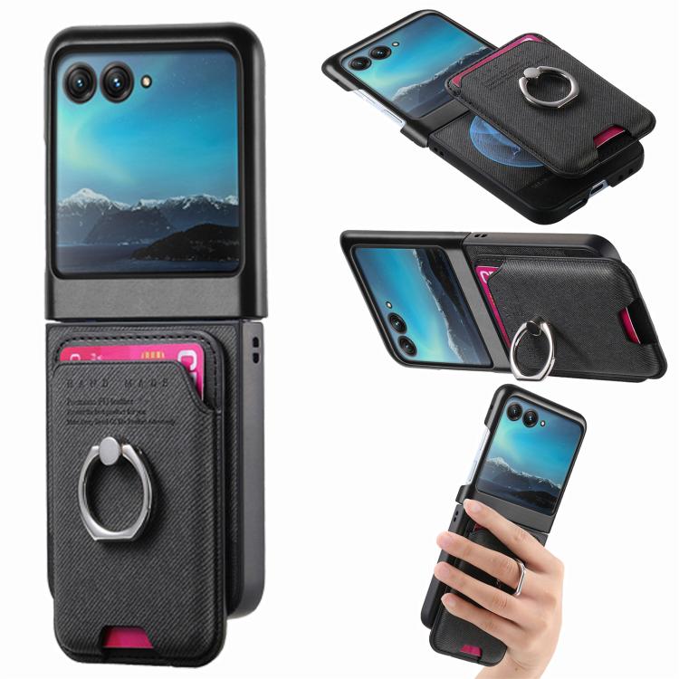Twill Fabric Card Bag Ring Magnetic Back Phone Case, For Motorola Moto Razr 40 Ultra, For Motorola Moto Razr 50 / 60 engtwi6101 Mobile Accessories Motorola Motorola Cases - APEXEL INDIA - Mobile Lens - Mobile Camera Lens - Cellphone Accessories - Phone Lens - Smartphone Lens
