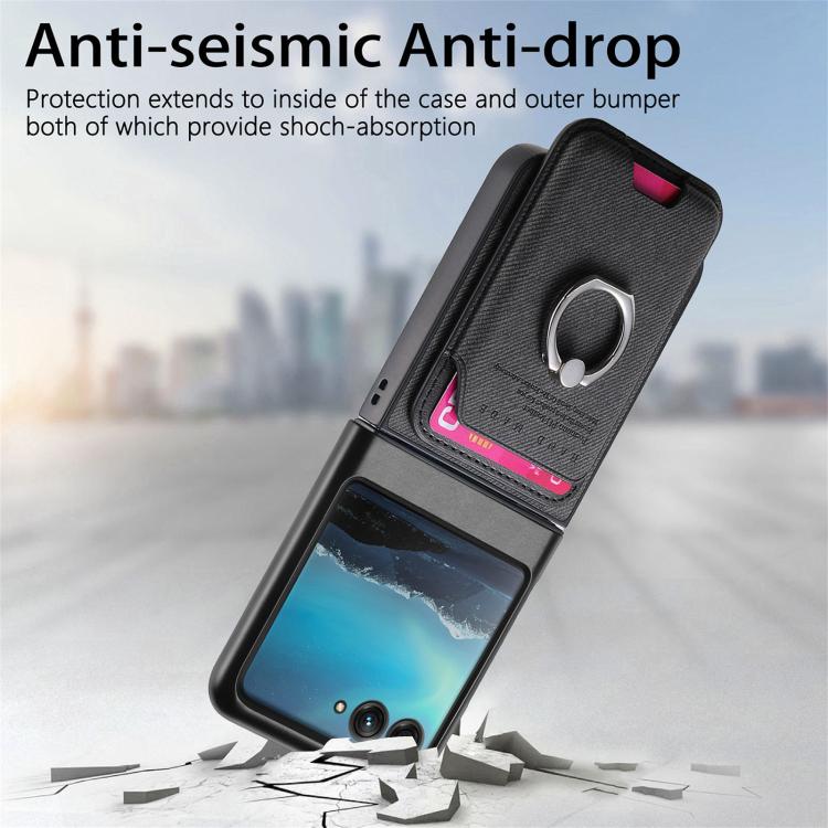 Twill Fabric Card Bag Ring Magnetic Back Phone Case, For Motorola Moto Razr 40 Ultra, For Motorola Moto Razr 50 / 60 engtwi6101 Mobile Accessories Motorola Motorola Cases - APEXEL INDIA - Mobile Lens - Mobile Camera Lens - Cellphone Accessories - Phone Lens - Smartphone Lens