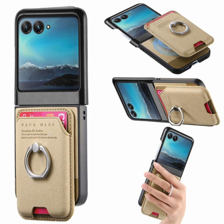 Twill Fabric Card Bag Ring Magnetic Back Phone Case, For Motorola Moto Razr 40 Ultra, For Motorola Moto Razr 50 / 60 engtwi6101 Mobile Accessories Motorola Motorola Cases - APEXEL INDIA - Mobile Lens - Mobile Camera Lens - Cellphone Accessories - Phone Lens - Smartphone Lens