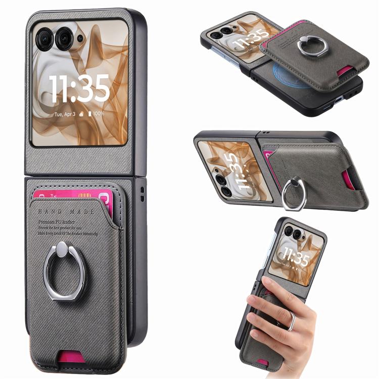 Twill Fabric Card Bag Ring Magnetic Back Phone Case, For Motorola Moto Razr 40 Ultra, For Motorola Moto Razr 50 / 60 engtwi6101 Mobile Accessories Motorola Motorola Cases - APEXEL INDIA - Mobile Lens - Mobile Camera Lens - Cellphone Accessories - Phone Lens - Smartphone Lens
