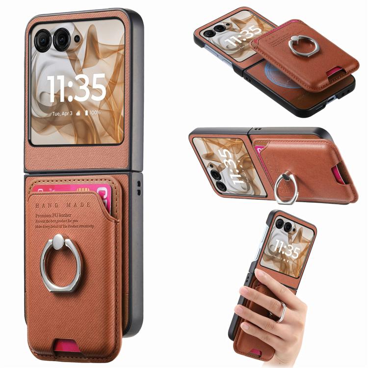 Twill Fabric Card Bag Ring Magnetic Back Phone Case, For Motorola Moto Razr 40 Ultra, For Motorola Moto Razr 50 / 60 engtwi6101 Mobile Accessories Motorola Motorola Cases - APEXEL INDIA - Mobile Lens - Mobile Camera Lens - Cellphone Accessories - Phone Lens - Smartphone Lens