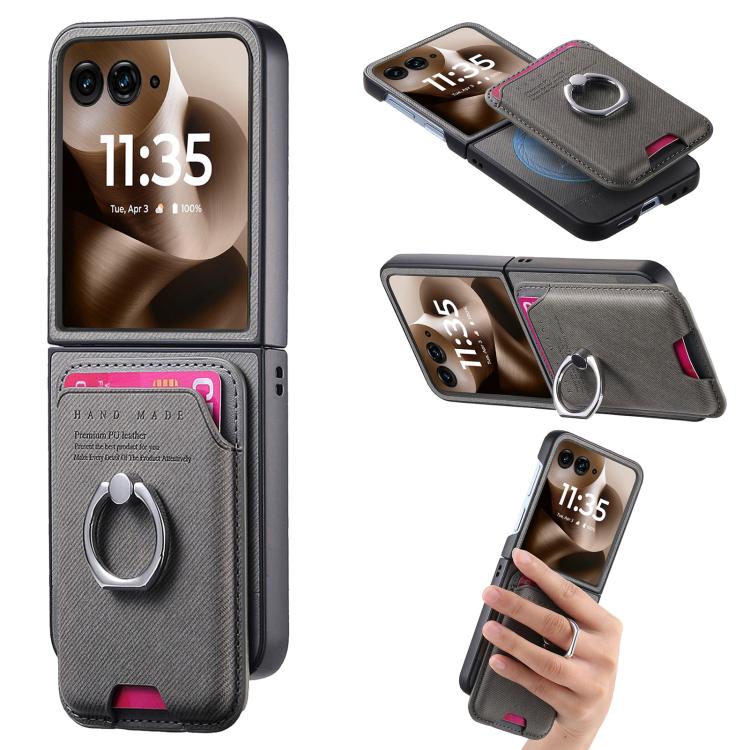 Twill Fabric Card Bag Ring Magnetic Back Phone Case, For Motorola Moto Razr 60 Ultra, For Motorola Moto Razr 50 Ultra, For Motorola Moto Razr 40 engtwi6100 Mobile Accessories Motorola Motorola Cases - APEXEL INDIA - Mobile Lens - Mobile Camera Lens - Cellphone Accessories - Phone Lens - Smartphone Lens