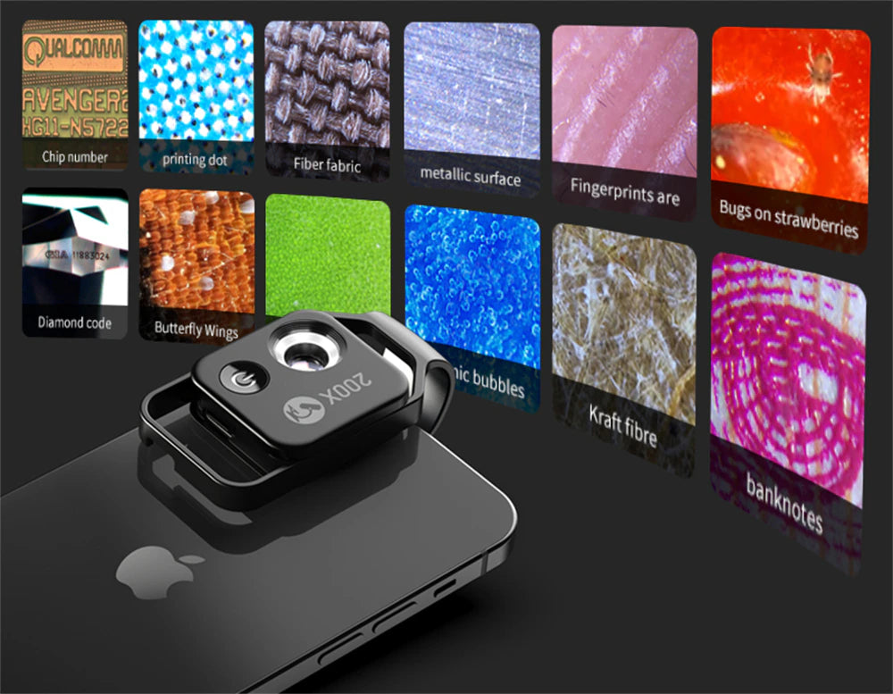 APEXEL 200X Magnification Mobile Camera Microscope with LED Light Macro - APEXEL INDIA - Mobile Lens - Mobile Camera Lens - Cellphone Accessories - Phone Lens - Smartphone Lens