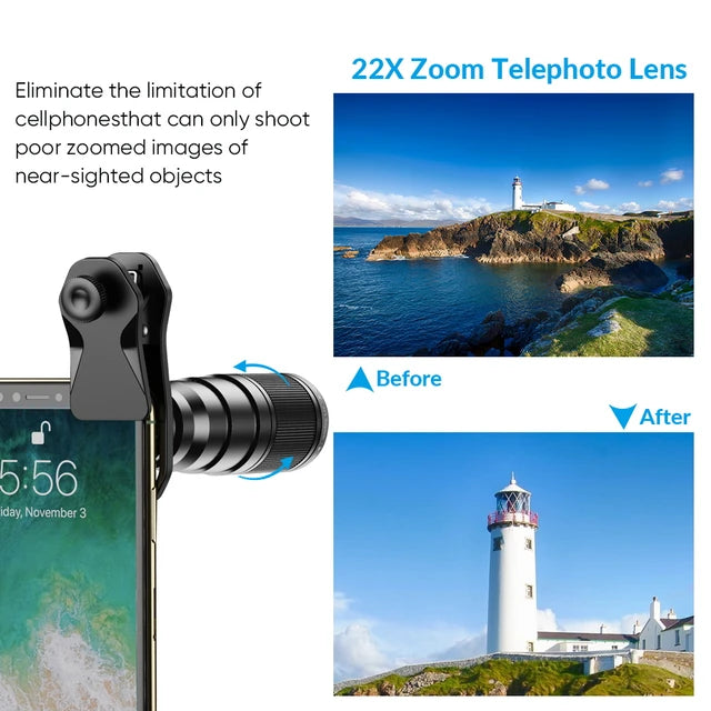APEXEL 10 in 1 Combo Pack 22X Mobile Zoom Lens, Fisheye lens, Wide Angle, Macro, and Filters Combo engnew29 engnew55 Filters Fisheye Macro Wide Angle Zoom - APEXEL INDIA - Mobile Lens - Mobile Camera Lens - Cellphone Accessories - Phone Lens - Smartphone Lens