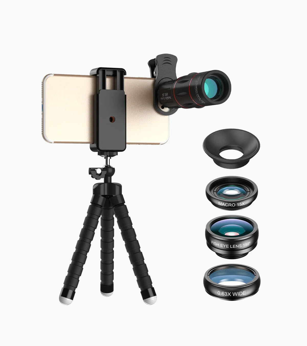 Apexel 18x Super Zoom Mobile Smartphone Lens + Macro + Wide Angle + Fisheye Lens Combo engape19 Zoom - APEXEL INDIA - Mobile Lens - Mobile Camera Lens - Cellphone Accessories - Phone Lens - Smartphone Lens