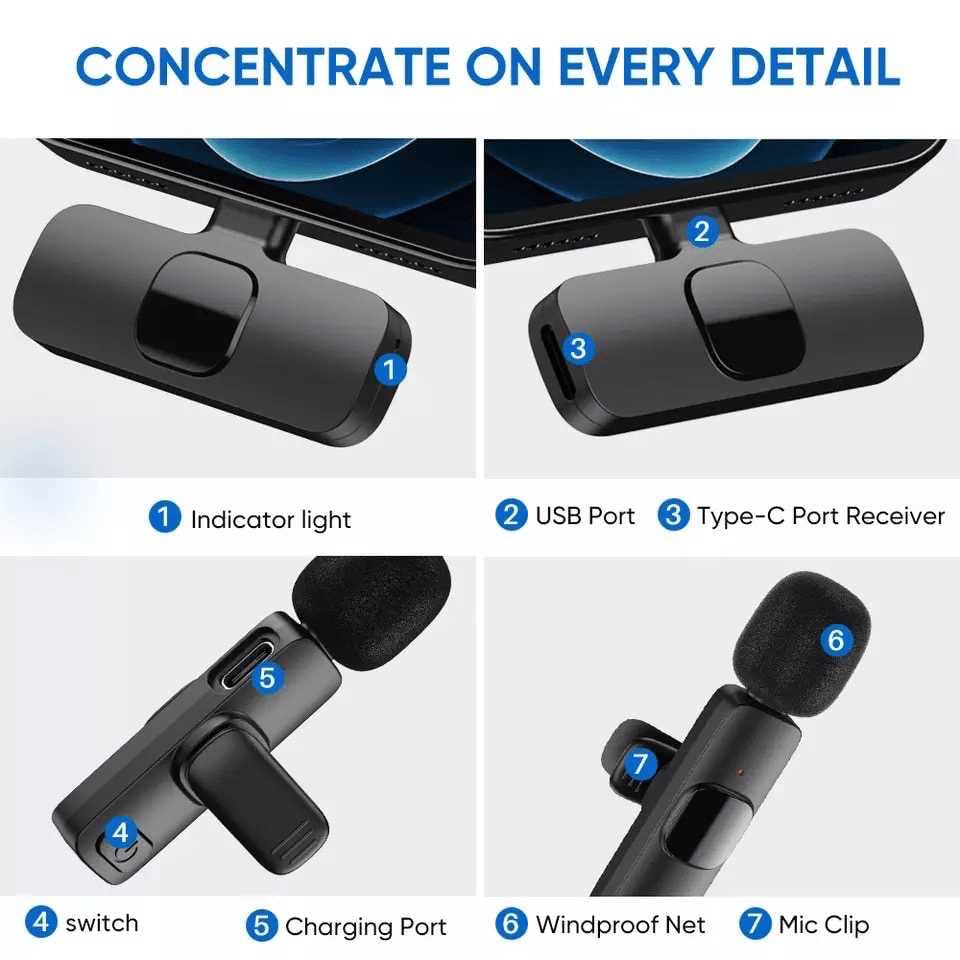 APEXEL Wireless Lavalier Microphone for iPhone and Android Phones engape5 Others - APEXEL INDIA - Mobile Lens - Mobile Camera Lens - Cellphone Accessories - Phone Lens - Smartphone Lens