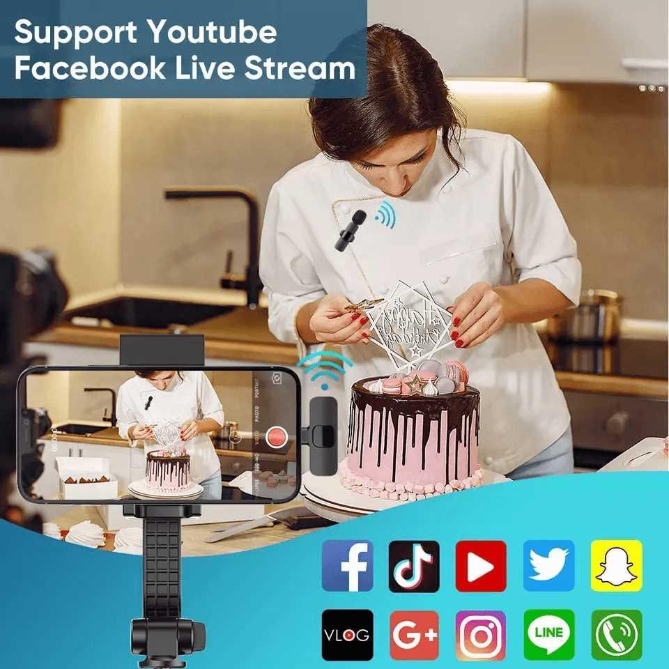 APEXEL Wireless Lavalier Microphone for iPhone and Android Phones Others - APEXEL INDIA - Mobile Lens - Mobile Camera Lens - Cellphone Accessories - Phone Lens - Smartphone Lens