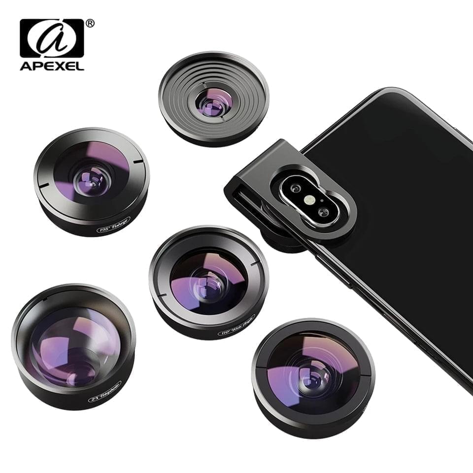 Apexel 5in1 Professional HD Phone Camera Lens Combo Lens Best Lenses Combo engpre22 engpre51 Fisheye Macro Wide Angle Zoom - APEXEL INDIA - Mobile Lens - Mobile Camera Lens - Cellphone Accessories - Phone Lens - Smartphone Lens