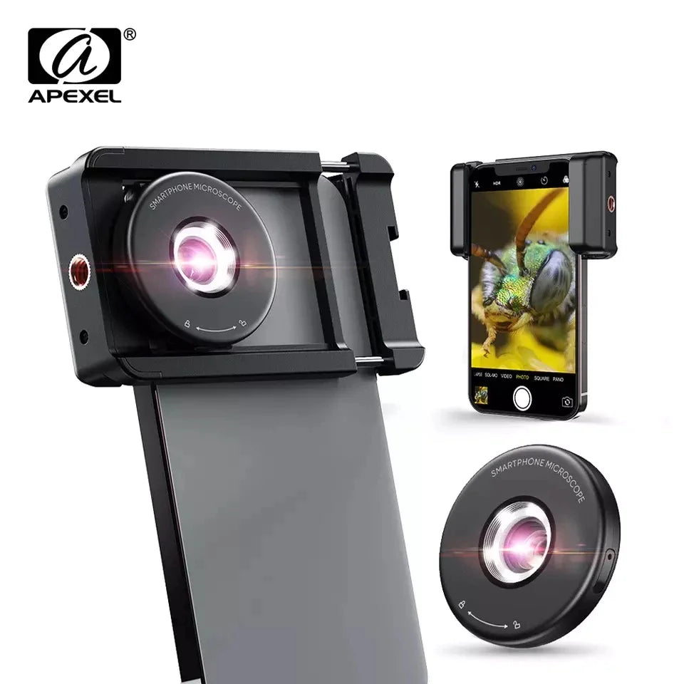 [New] APEXEL 100X Microscope For Mobile With LED Light and Universal Mobile Holder Macro - APEXEL INDIA - Mobile Lens - Mobile Camera Lens - Cellphone Accessories - Phone Lens - Smartphone Lens