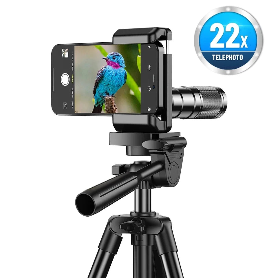 [NEW] Apexel 22x Zoom Lens with  Universal Mobile Holder and Metal Tripod