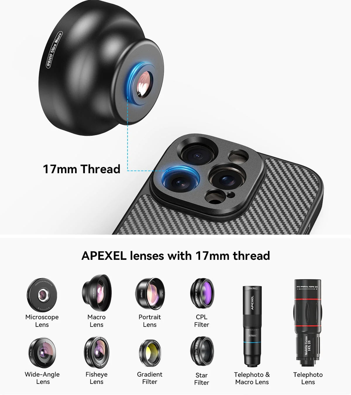 Apexel 17mm Case to Attach Lens for iPhone &amp; Samsung Phones engape6219 Others - APEXEL INDIA - Mobile Lens - Mobile Camera Lens - Cellphone Accessories - Phone Lens - Smartphone Lens