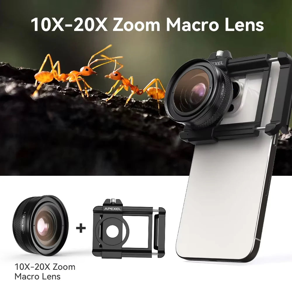 Macro Lens For Mobile Camera Telephoto Lens Apexel 10–20X