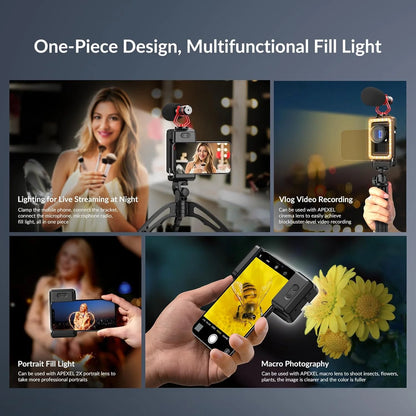[NEW] APEXEL 17mm+37mm Lens Thread Mobile Holder with LED Fill Light