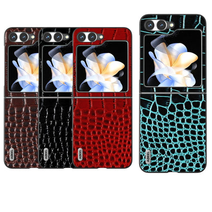 ABEEL Genuine Leather Crocodile Pattern Black Edge Phone Case, For Samsung Galaxy Z Flip6, For Samsung Galaxy Z Fold6, For Samsung Galaxy Z Fold5, For Samsung Galaxy Z Flip5 Samsung Accessories - APEXEL INDIA - Mobile Lens - Mobile Camera Lens - Cellphone Accessories - Phone Lens - Smartphone Lens