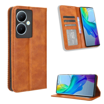 Magnetic Buckle Retro Texture Leather Phone Case, For vivo S17 5G / S17 Pro, For vivo S17e, For vivo Y78 Plus, For vivo Y16 / iQOO Z7i, For vivo Y100 5G, For vivo Y33T / Y33s / Y21 / Y21s