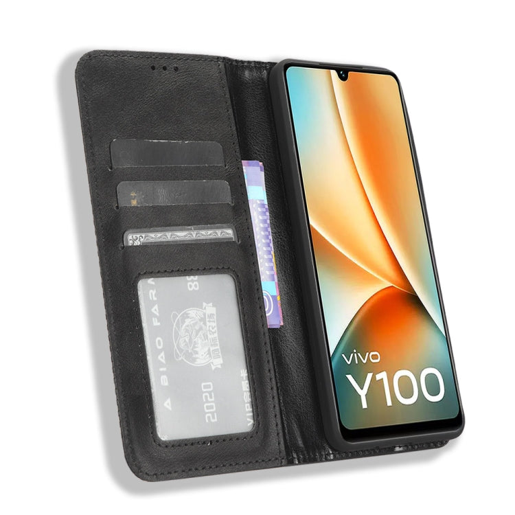 Magnetic Buckle Retro Texture Leather Phone Case, For vivo Y100 5G, For vivo Y33T / Y33s / Y21 / Y21s, For vivo Y33T 2023 V2317A