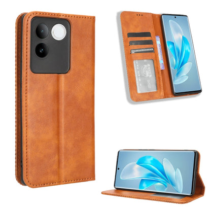 Magnetic Buckle Retro Texture Leather Phone Case, For vivo S17 5G / S17 Pro, For vivo S17e, For vivo Y78 Plus, For vivo Y16 / iQOO Z7i, For vivo Y100 5G, For vivo Y33T / Y33s / Y21 / Y21s