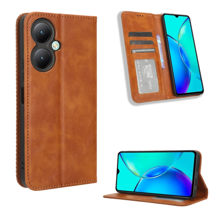 Magnetic Buckle Retro Texture Leather Phone Case, For vivo X100 5G, For vivo V29E / Y200 5G, For vivo Y17s 4G, For vivo V29e 5G, For vivo Y27 / Y36 5G / 4G, For vivo Y35+ 5G
