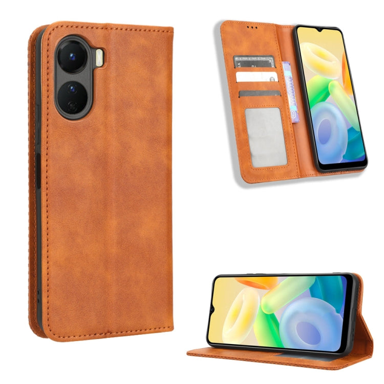 Magnetic Buckle Retro Texture Leather Phone Case, For vivo S17 5G / S17 Pro, For vivo S17e, For vivo Y78 Plus, For vivo Y16 / iQOO Z7i, For vivo Y100 5G, For vivo Y33T / Y33s / Y21 / Y21s
