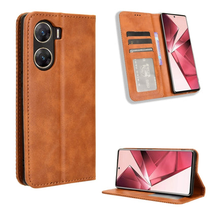 Magnetic Buckle Retro Texture Leather Phone Case, For vivo X100 5G, For vivo V29E / Y200 5G, For vivo Y17s 4G, For vivo V29e 5G, For vivo Y27 / Y36 5G / 4G, For vivo Y35+ 5G