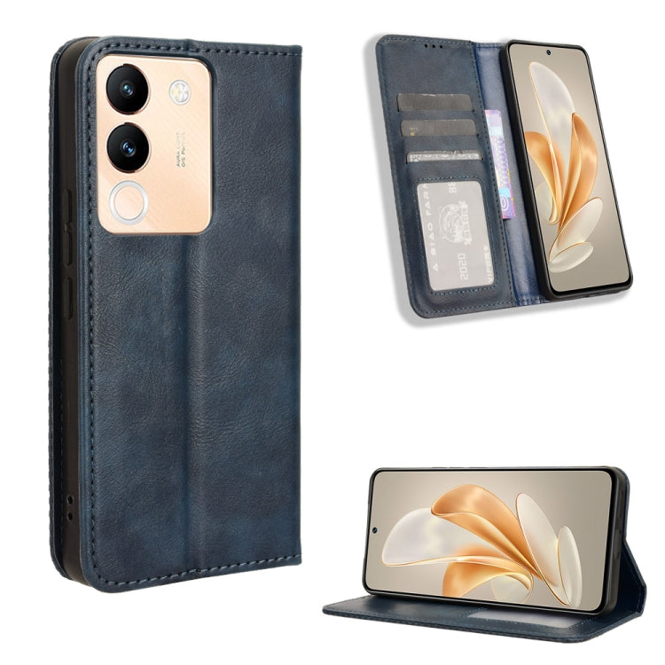 Magnetic Buckle Retro Texture Leather Phone Case, For vivo X100 5G, For vivo V29E / Y200 5G, For vivo Y17s 4G, For vivo V29e 5G, For vivo Y27 / Y36 5G / 4G, For vivo Y35+ 5G