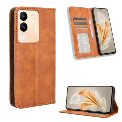 Magnetic Buckle Retro Texture Leather Phone Case, For vivo X100 5G, For vivo V29E / Y200 5G, For vivo Y17s 4G, For vivo V29e 5G, For vivo Y27 / Y36 5G / 4G, For vivo Y35+ 5G
