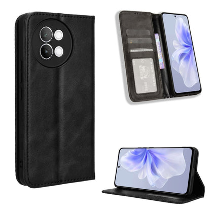 Magnetic Buckle Retro Texture Leather Phone Case, For vivo Y03 4G, For vivo Y200e 5G / Y100 5G IND, For vivo V30 5G / V30 Pro 5G, For vivo S18 5G / S18 Pro, For vivo S18e 5G, For vivo X100 Pro 5G