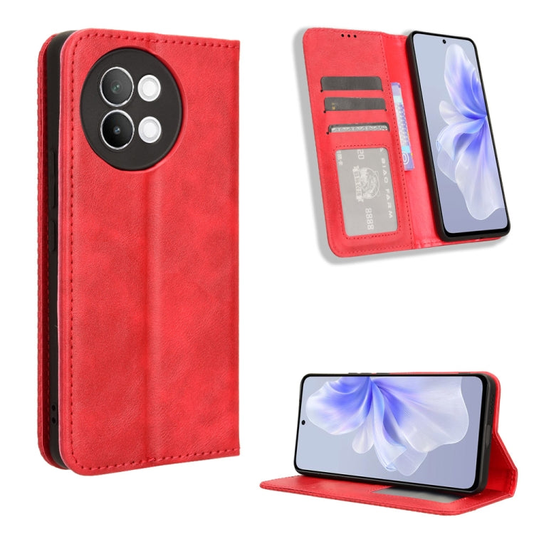 Magnetic Buckle Retro Texture Leather Phone Case, For vivo Y03 4G, For vivo Y200e 5G / Y100 5G IND, For vivo V30 5G / V30 Pro 5G, For vivo S18 5G / S18 Pro, For vivo S18e 5G, For vivo X100 Pro 5G