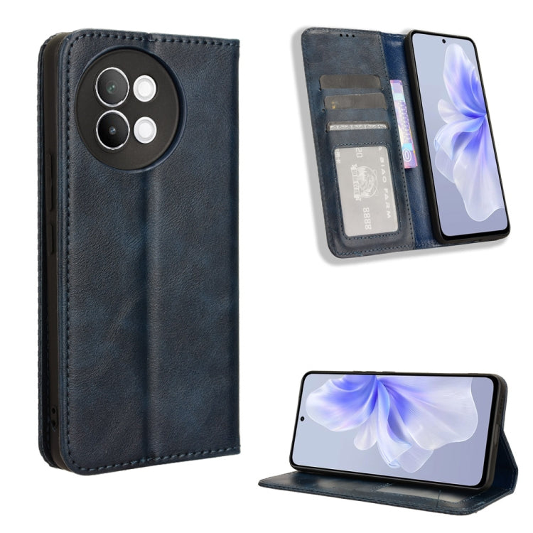 Magnetic Buckle Retro Texture Leather Phone Case, For vivo Y03 4G, For vivo Y200e 5G / Y100 5G IND, For vivo V30 5G / V30 Pro 5G, For vivo S18 5G / S18 Pro, For vivo S18e 5G, For vivo X100 Pro 5G