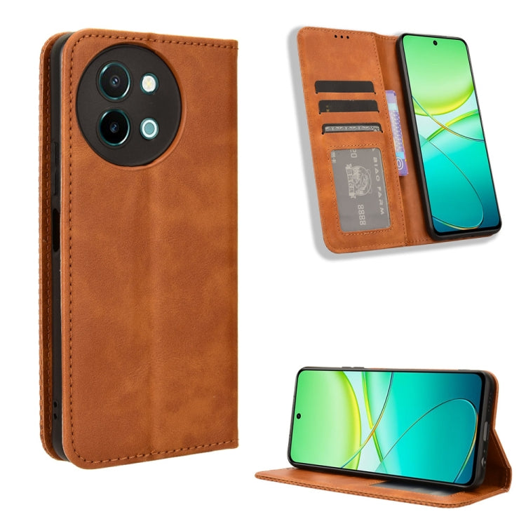 Magnetic Buckle Retro Texture Leather Phone Case, For vivo Y58 5G, For vivo S19 Pro 5G / V40 5G, For vivo S19 5G, For vivo Y28 4G, For vivo X100 Ultra 5G, For vivo Y38 5G / Y200i 5G