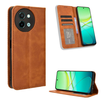 Magnetic Buckle Retro Texture Leather Phone Case, For vivo Y58 5G, For vivo S19 Pro 5G / V40 5G, For vivo S19 5G, For vivo Y28 4G, For vivo X100 Ultra 5G, For vivo Y38 5G / Y200i 5G