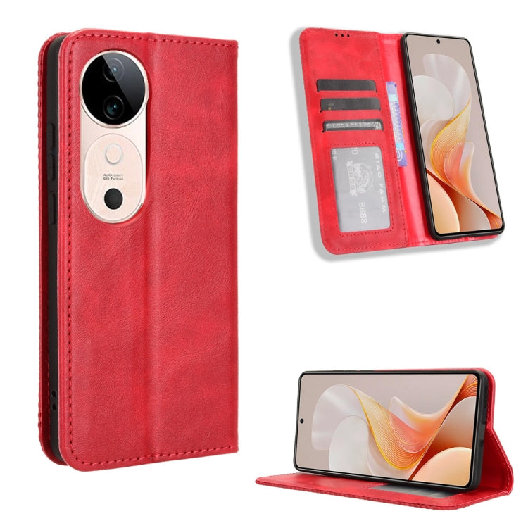 Magnetic Buckle Retro Texture Leather Phone Case, For vivo Y58 5G, For vivo S19 Pro 5G / V40 5G, For vivo S19 5G, For vivo Y28 4G, For vivo X100 Ultra 5G, For vivo Y38 5G / Y200i 5G