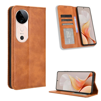 Magnetic Buckle Retro Texture Leather Phone Case, For vivo Y58 5G, For vivo S19 Pro 5G / V40 5G, For vivo S19 5G, For vivo Y28 4G, For vivo X100 Ultra 5G, For vivo Y38 5G / Y200i 5G