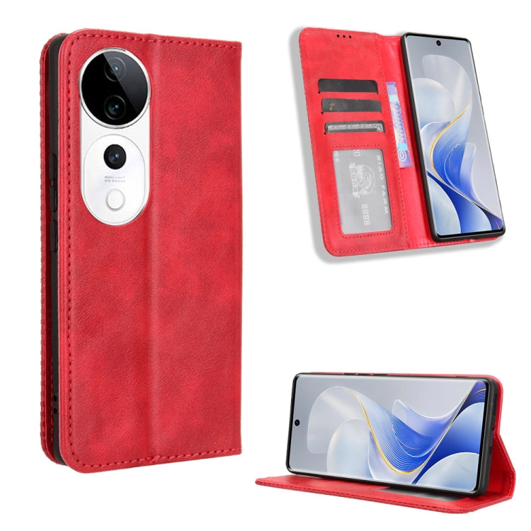 Magnetic Buckle Retro Texture Leather Phone Case, For vivo Y58 5G, For vivo S19 Pro 5G / V40 5G, For vivo S19 5G, For vivo Y28 4G, For vivo X100 Ultra 5G, For vivo Y38 5G / Y200i 5G