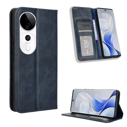 Magnetic Buckle Retro Texture Leather Phone Case, For vivo Y58 5G, For vivo S19 Pro 5G / V40 5G, For vivo S19 5G, For vivo Y28 4G, For vivo X100 Ultra 5G, For vivo Y38 5G / Y200i 5G