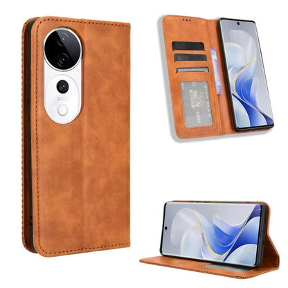 Magnetic Buckle Retro Texture Leather Phone Case, For vivo Y58 5G, For vivo S19 Pro 5G / V40 5G, For vivo S19 5G, For vivo Y28 4G, For vivo X100 Ultra 5G, For vivo Y38 5G / Y200i 5G
