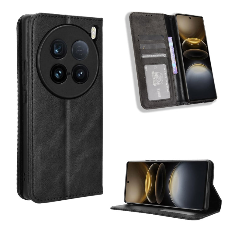 Magnetic Buckle Retro Texture Leather Phone Case, For vivo Y58 5G, For vivo S19 Pro 5G / V40 5G, For vivo S19 5G, For vivo Y28 4G, For vivo X100 Ultra 5G, For vivo Y38 5G / Y200i 5G