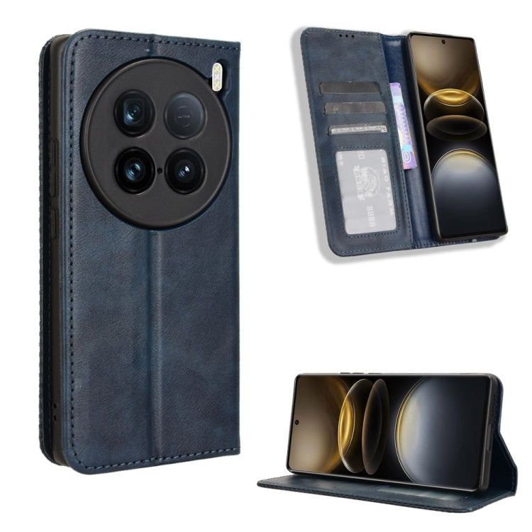 Magnetic Buckle Retro Texture Leather Phone Case, For vivo Y58 5G, For vivo S19 Pro 5G / V40 5G, For vivo S19 5G, For vivo Y28 4G, For vivo X100 Ultra 5G, For vivo Y38 5G / Y200i 5G
