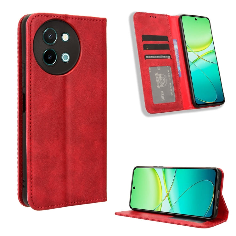 Magnetic Buckle Retro Texture Leather Phone Case, For vivo Y58 5G, For vivo S19 Pro 5G / V40 5G, For vivo S19 5G, For vivo Y28 4G, For vivo X100 Ultra 5G, For vivo Y38 5G / Y200i 5G
