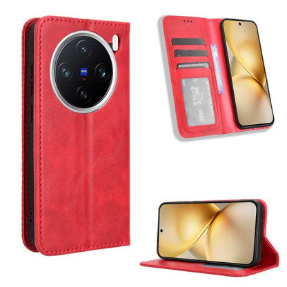 Magnetic Buckle Retro Texture Leather Phone Case, For vivo Y39 5G / Y300i, For vivo Y29 4G / T4x 5G, For vivo Y04 4G / Y29s 5G, For vivo V50 5G, For vivo Y19s 4G, For vivo X200 5G