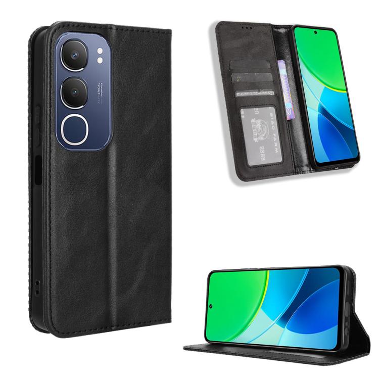 Magnetic Buckle Retro Texture Leather Phone Case, For vivo Y39 5G / Y300i, For vivo Y29 4G / T4x 5G, For vivo Y04 4G / Y29s 5G, For vivo V50 5G, For vivo Y19s 4G, For vivo X200 5G