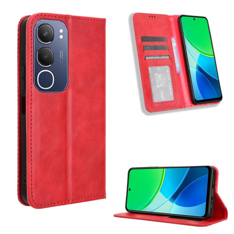 Magnetic Buckle Retro Texture Leather Phone Case, For vivo Y39 5G / Y300i, For vivo Y29 4G / T4x 5G, For vivo Y04 4G / Y29s 5G, For vivo V50 5G, For vivo Y19s 4G, For vivo X200 5G