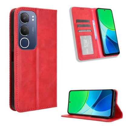 Magnetic Buckle Retro Texture Leather Phone Case, For vivo Y39 5G / Y300i, For vivo Y29 4G / T4x 5G, For vivo Y04 4G / Y29s 5G, For vivo V50 5G, For vivo Y19s 4G, For vivo X200 5G