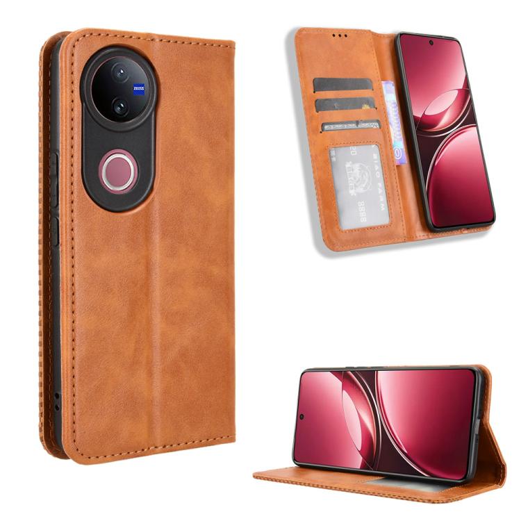 Magnetic Buckle Retro Texture Leather Phone Case, For vivo Y39 5G / Y300i, For vivo Y29 4G / T4x 5G, For vivo Y04 4G / Y29s 5G, For vivo V50 5G, For vivo Y19s 4G, For vivo X200 5G