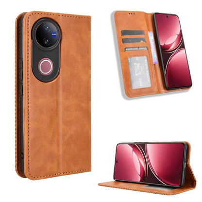 Magnetic Buckle Retro Texture Leather Phone Case, For vivo Y39 5G / Y300i, For vivo Y29 4G / T4x 5G, For vivo Y04 4G / Y29s 5G, For vivo V50 5G, For vivo Y19s 4G, For vivo X200 5G
