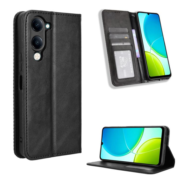 Magnetic Buckle Retro Texture Leather Phone Case, For vivo Y39 5G / Y300i, For vivo Y29 4G / T4x 5G, For vivo Y04 4G / Y29s 5G, For vivo V50 5G, For vivo Y19s 4G, For vivo X200 5G