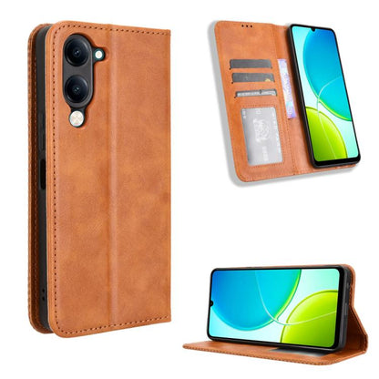 Magnetic Buckle Retro Texture Leather Phone Case, For vivo Y39 5G / Y300i, For vivo Y29 4G / T4x 5G, For vivo Y04 4G / Y29s 5G, For vivo V50 5G, For vivo Y19s 4G, For vivo X200 5G