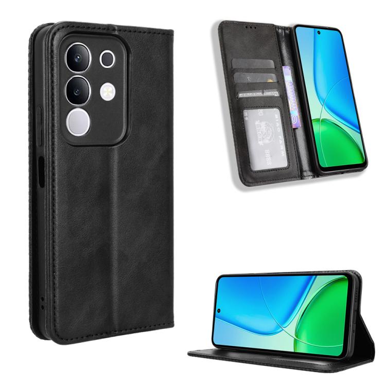 Magnetic Buckle Retro Texture Leather Phone Case, For vivo Y39 5G / Y300i, For vivo Y29 4G / T4x 5G, For vivo Y04 4G / Y29s 5G, For vivo V50 5G, For vivo Y19s 4G, For vivo X200 5G